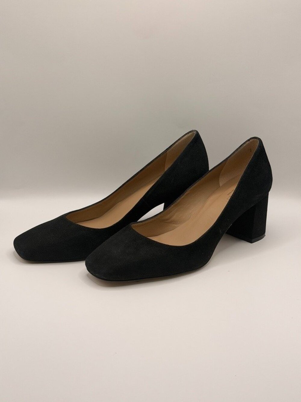 LK Bennett Women Sally Black Leather Square Toe Pump Heel Sz EU 39/ US 8